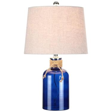 Imagem de Abajur Luminária de Mesa em Vidro, Estilo Mediterrâneo Costeiro com 59 cm de Altura para Quarto, Sala de Estar e Escritório, 110V 100W