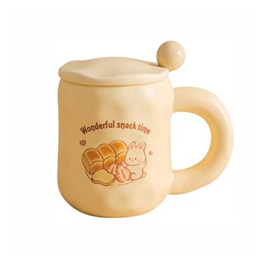 Imagem de GRFIT Caneca 473 ml (480 ml) Coelho Amarelo Doméstico Copo de Cerâmica Café da Manhã Copo de Leite Conjunto de Chá da Tarde Xícara de Café para Homens e Mulheres Uso Diário Caneca de Café