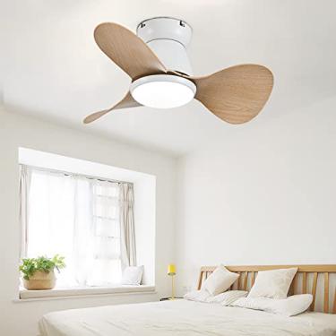 Imagem de Ventiladores de teto com luzes e controle remoto silencioso LED 3 cores regulável ventilador de teto lustre DC reversível com ventilador de 6 velocidades Lustres luz de teto para quarto sala