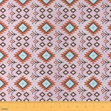 Imagem de jejeloiu Tecido Boho infantil por Yard Tecido de estofamento boêmio para costura, artesanato, asteca, impermeável, decoração interna e externa para projetos de bricolage tribais 1 jarda