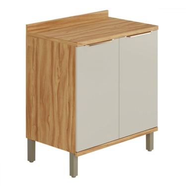 Imagem de Balcão de Cozinha 80 Cm Sauvignon 2 Portas 100% Mdf Amêndoa/Off White - Rio Doce