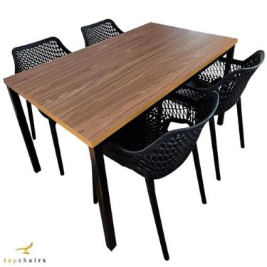 Imagem de Conjunto Mesa Flex 1.36 x 80 + 4 Poltronas Suits Preta - Top Chairs