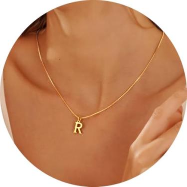 Imagem de Colar com pingente de inicial personalizada A-Z, joia minimalista de aço inoxidável para mulheres, pingente de alfabeto personalizado, F, Aço inoxidável, Sem Pedra Preciosa