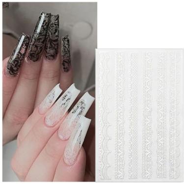 Imagem de 1 peça de adesivos de unhas de gel semi curado para mulheres - fita de renda branca adesivos de unhas de salão de beleza envoltório de gel para acessórios DIY