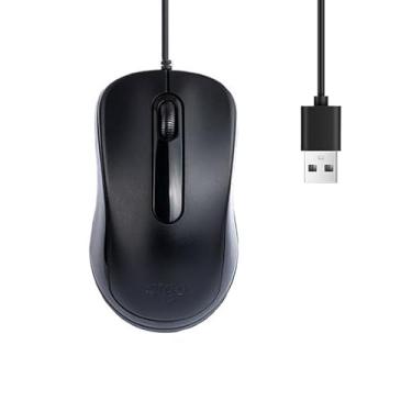 Imagem de Mouse USB com fio, leve Plug and Play, ultrafino, silencioso e portátil, adequado para computadores de mesa, laptops, PCs, Chromebooks, etc., preto