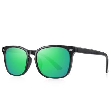 Imagem de Óculos de sol masculinos para mulheres, retrô, moderno, masculino, feminino, clássico, óculos de sol, Armação preta/lente espelhada verde, Lens Width: 52 Millimeters