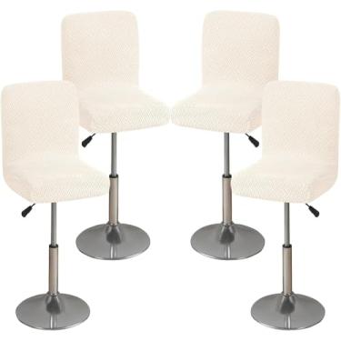 Imagem de Pacote com 4 capas de banco de bar impermeáveis com encosto, capas elásticas para cadeira de bar com costas laváveis para cadeira de bar (bege)