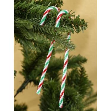 Imagem de 10 peças/conjunto de bengalas de doces de Natal enfeite de acrílico para pendurar muleta de árvore de Natal pingente de festa de ano novo decoração de casa verde 15 cm