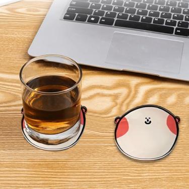 Imagem de Pacote de 2 porta-copos de plástico, porta-copos para bebidas, tapete de copo de estilo bonito para casa, escola, escritório, cafeteria, acampamento ao ar livre e muito mais, durável e lavável à mão.