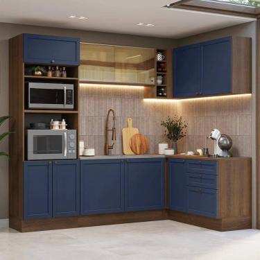 Imagem de Armário De Cozinha Completa De Canto 399 Cm Rustic-azul Vik Madesa 02 Rustic-azul