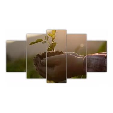 Imagem de Kit quadro decorativo 5 peças 95x60cm Mosaico Campo Lavoura Agricultura