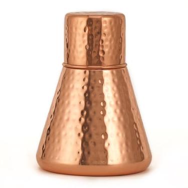 Imagem de AVA DESIGNZ Garrafa cônica de cobre para benefícios ayurvédicos com tampa, 1 litro de água para esportes e ioga