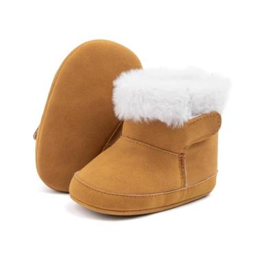 Imagem de Botas de inverno macias forradas com lã para bebês meninos e meninas, A4/marrom, 12-18 Months Toddler
