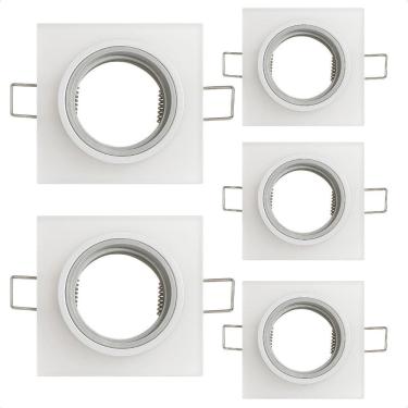 Imagem de Kit 5 Spot Taschibra Quadrado Embutir Vidro Jateado Sp23