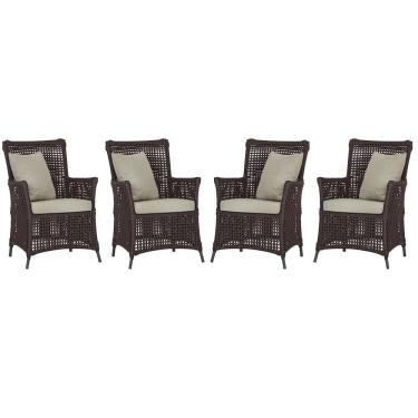 Imagem de 4 Poltronas Igapó Alumínio Pintura Preta Corda Náutica E7 Marrom