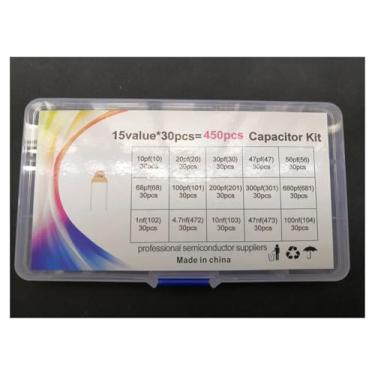 Imagem de Kit de capacitor monolítico 15 sortidos x 30 peças 10pf~100nf 1/4.7/10/473/100/NF 104 102 103 101 473 101 20/30/47/56/68/100/200/3000 /680/pf