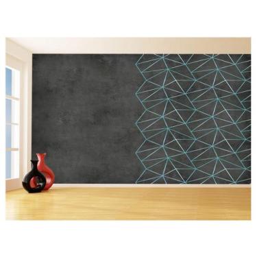 Imagem de Papel De Parede Concreto Linhas Azul Turquesa 3,5M Kkt272 - Você Decor