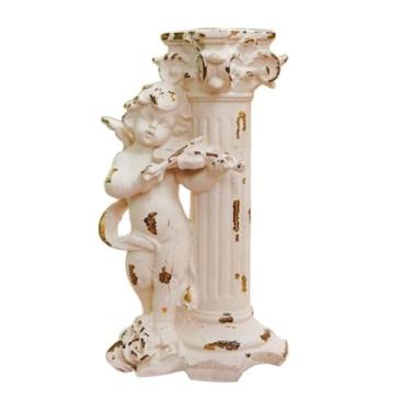 Imagem de CRBUDY Castiçais de anjo decorativos - Castiçal de resina vintage para decoração de casa de centro de mesa (14,7 x 10 x 25,4 cm) (cor 14,7 x 10 x 25,4 cm)