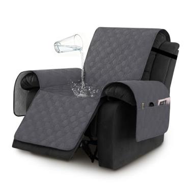 Imagem de H.VERSAILTEX Capas de cadeira reclinável 100% à prova d'água, capas reclináveis antiderrapantes permanecem no lugar, capa grossa para cadeira reclinável com bolso, protetor de capa de sofá de cachorro