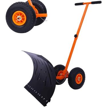 Imagem de Pá de empurrador de neve ajustável pá de neve com rodas pás de arado de neve para garagem ou pavimento ferramenta de remoção de neve
