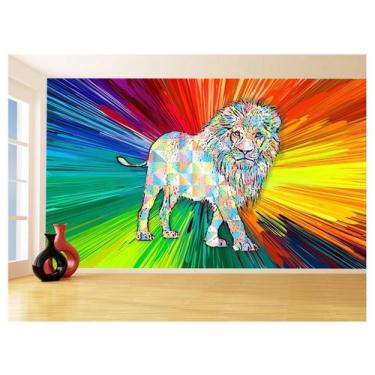 Imagem de Papel De Parede Animais Pop Art Leão Rei Selva 3,5M Pxa34 - Você Decor