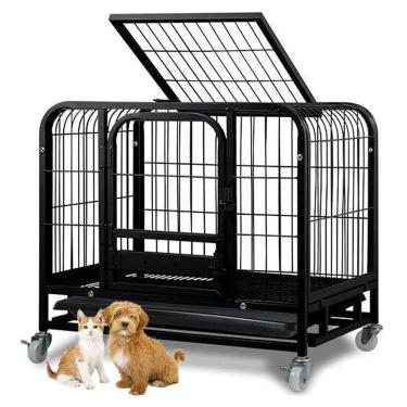 Imagem de Gaiola Pet Cao Gato Cachorro Canil Animal de Estimaçao Pet Shop Bandeja Removivel Transporte Rodinhas Seguro Resistente