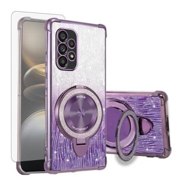 Imagem de Asuwish Capa de celular para Samsung Galaxy A53 5G capa magnética com protetor de tela de vidro temperado e anel híbrido com glitter brilhante suporte rígido acessórios A 53 G5 53A SM A536U 6,5
