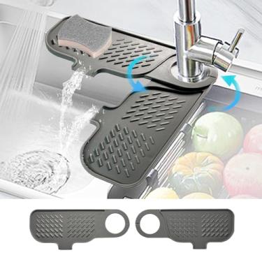 Imagem de Daily Treasures Pacote com 2 protetores de respingos de torneira de silicone rotativo, protetor contra respingos de pia de inclinação, (24,5 x 9,9 cm) protetor contra respingos para pia de pia de