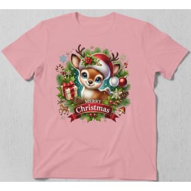 Imagem de Camiseta Bebê Rena de Natal Merry Christmas Estampa Encantadora - Urba