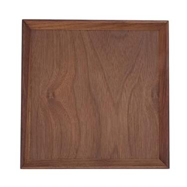 Imagem de Bandeja de nogueira preta MUNEFE, bandeja de talheres de madeira, bandeja de servir vintage de nogueira para banquetes ou festas de casamento, servir queijo, frutas (Quadrado Médio)