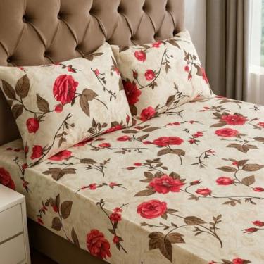 Imagem de Jogo Lençol Queen Size 3 Peças Estampado 150 fios C/Elástico e Fronha c/zíper Cama Box(Modelo - 2)