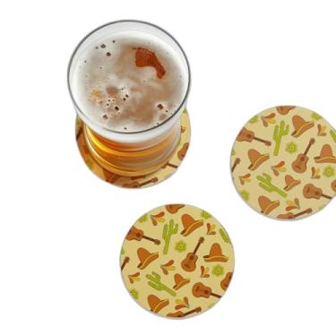 Imagem de Porta Copos Personalizados com Ilustração Mexicana em Vetor para Festas - Tamanho 10.5x10.5 cm