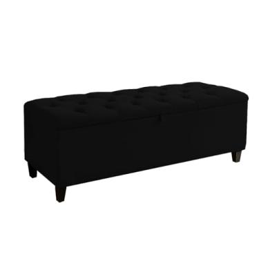Imagem de Baú Suede Estrutura Madeira Cama Casal Quarto Confortável(preto)