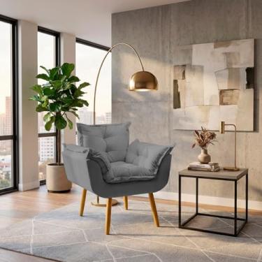 Imagem de Poltrona Alice Decorativa Para Sala Cadeira Reforçada Para Recepção Manicure Clínica Sala De Espera Consultório Escritório Pé Castanho - Clique & Decore (Cinza)
