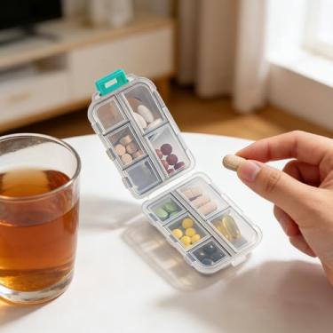 Imagem de Caixa de armazenamento de medicamentos de camada dupla, portátil, recipiente de primeiros socorros para casa, viagem, escritório, adequado para 1 peça (branca)