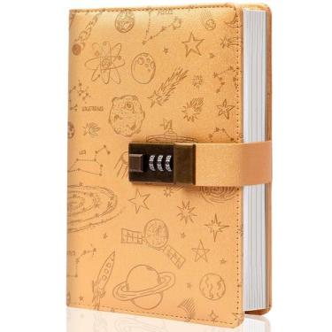 Imagem de Diário de couro Lock Diary Yoment com cadeado para meninas amarelo