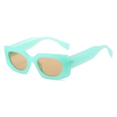 Imagem de Óculos de Sol Feminino Fashion Jelly Color Retro com Lentes Degradê Transparentes e Proteção UV400 (Verde Champagne)