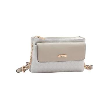 Imagem de Bolsa Feminina Transversal Monograma Geométrico Chenson Original (Nude Off-White)