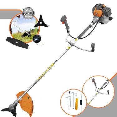 Imagem de Roçadeira Lateral Tekna RL430-P Motor 2 Tempos 43cc 10.000rpm 1,7HP de Potência Com Carretel e Faca 3 Pontas + Faca 2 Pontas + Faca 40 Dentes