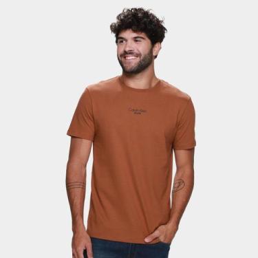 Imagem de Camiseta Calvin Klein Jeans Casual Masculina, Marrom claro, M