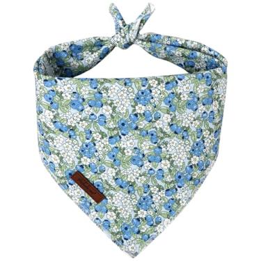 Imagem de Babole Pet Bandana floral para cães de mirtilo – lindas bandanas de primavera/verão, bandana para cães pequenos para cães e gatos pequenos, lenço macio respirável para filhote de cachorro azul, P