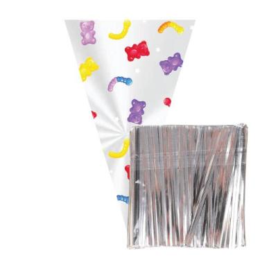 Imagem de 100 Saco Cone para Lembrancinha 18x30cm com Fecho - AAZ, Jelly