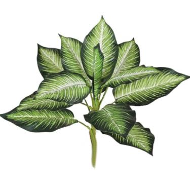 Imagem de zaoalife Plantas falsas 13 folhas grandes plantas artificiais Scindapsus decoração de bonsai, plantas simuladas para decoração de casa, jardim, escritório