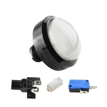 Imagem de BCMCBV 1 peça de acessórios de jogo de 60 mm, botão grande convexo de 60 mm, círculo grande com botão de luz, máquina de jogo, botão de círculo grande, redefinir (branco1)