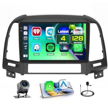 Imagem de Fuluku Para Hyundai Santa Fe 2006-2012 Android carro estéreo com carplay sem fio Android Auto, 2 + 32 GB 22.9 cm tela sensível ao toque kit painel de rádio navegação GPS WiFi Bluetooth SWC link