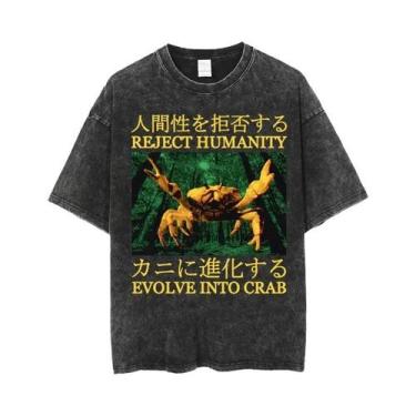 Imagem de Camiseta Masculina Oversized Divertida Com Estampa De Sapo, Estilo Jap