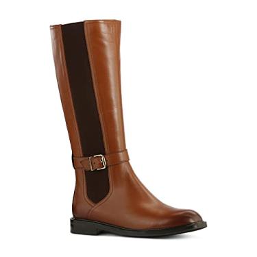 Imagem de JATAREA Bota feminina de couro autêntico – Preta | Botas Chelsea acolchoadas modernas para mulheres | Sapatos confortáveis de cano baixo com sola sintética | Longa duração e uso o dia todo, Jatarea Binni - conhaque, 7