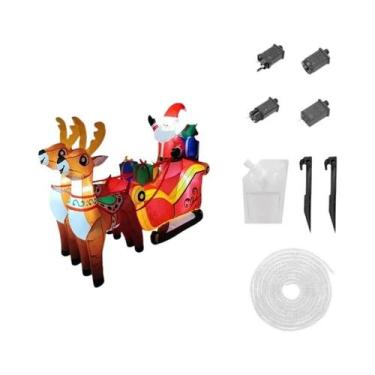 Imagem de Trenó Inflável De Natal Com Rena De 6,8 Pés, Decoração De Jardim De Na