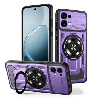 Imagem de Kukoufey Capa compatível com Oppo A6 Pro 4G/5G CPH2799 CPH2781 / F31 5G, compatível com MagSafe, suporte magnético giratório de 360 graus, capa de telefone roxa