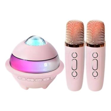 Imagem de predolo Mini Caixa de Som para Karaokê, Leve e Portátil, com Microfone, Ideal para Reuniões, Viagens, Cantar em Família ao Ar Livre, Rosa